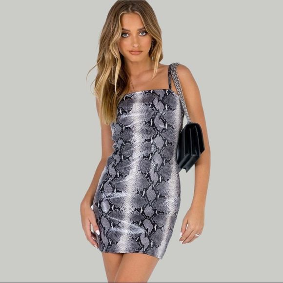 Motel Snake Print Slip Bodycon Dress - Picture 1 of 12